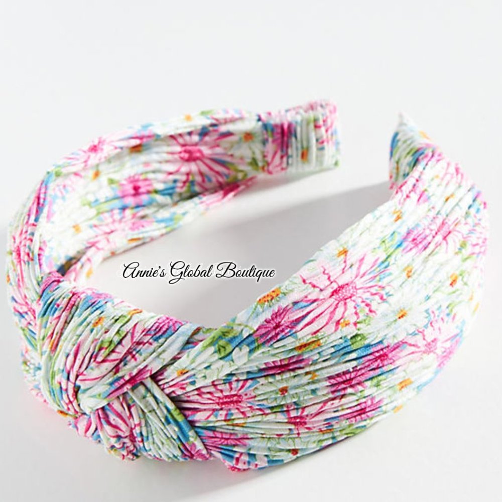VERY RARE NWT ANTHROPOLOGIE Daisy Pleated Knotted Headband. - Picture 3 of 7